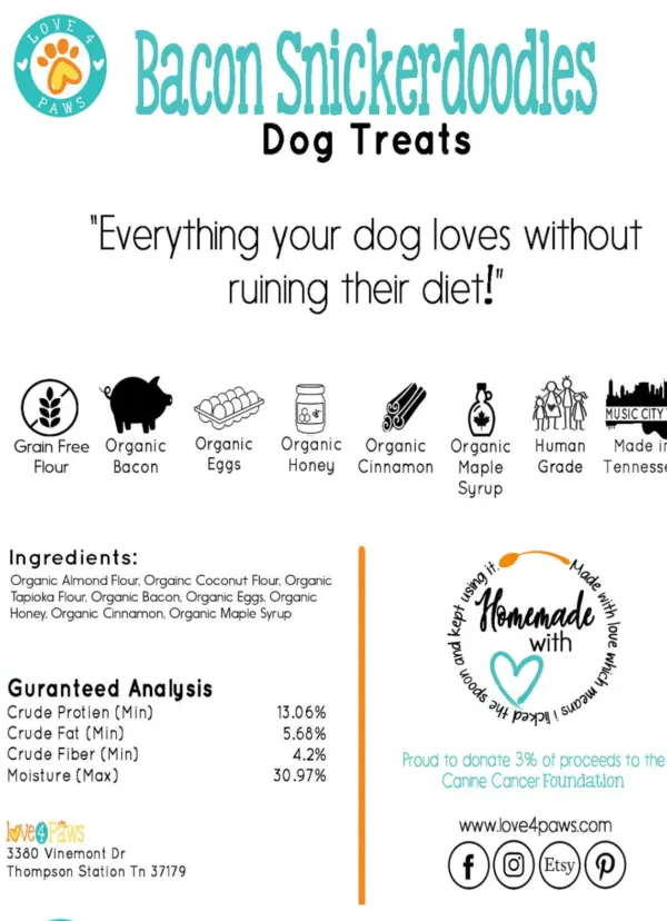 All Natural Dog Treats- (Bacon Snickerdoodles) Organic, Grain Free, Gluten Free, Human Grade Ingredients - Perfect for pups with sensitive bellies and allergies! - Image 2